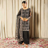 Shahana – Black 3-Piece Gota Work Farshi Shalwar Set For Women