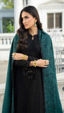 Black & Teal Khaddar 3-Piece Set – Elegant & Timeless For Women