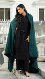 Black & Teal Khaddar 3-Piece Set – Elegant & Timeless For Women