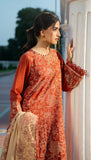 Rust & Skin Khaddar 3-Piece Set – Elegant & Earthy For Women