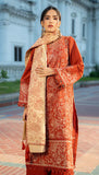 Rust & Skin Khaddar 3-Piece Set – Elegant & Earthy For Women