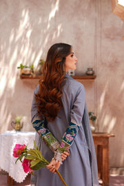 Grey Royal Embroidered Lawn Suit For Women
