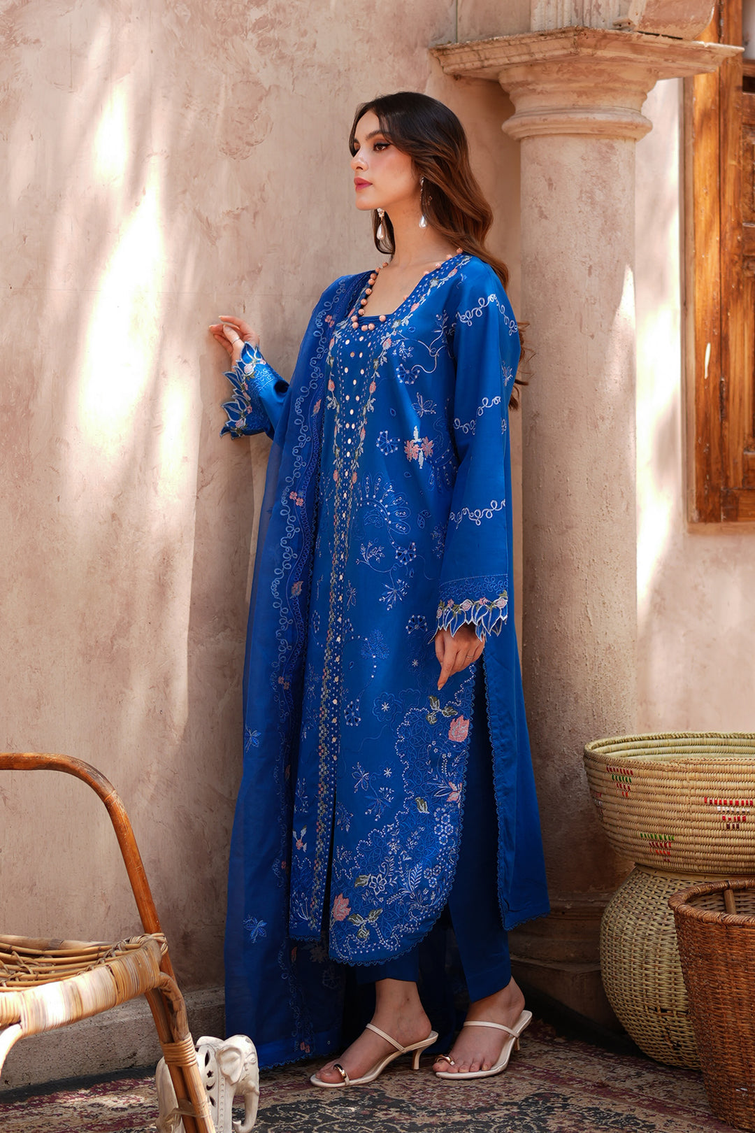 Blue Royal Embroidered Lawn Suit For Women