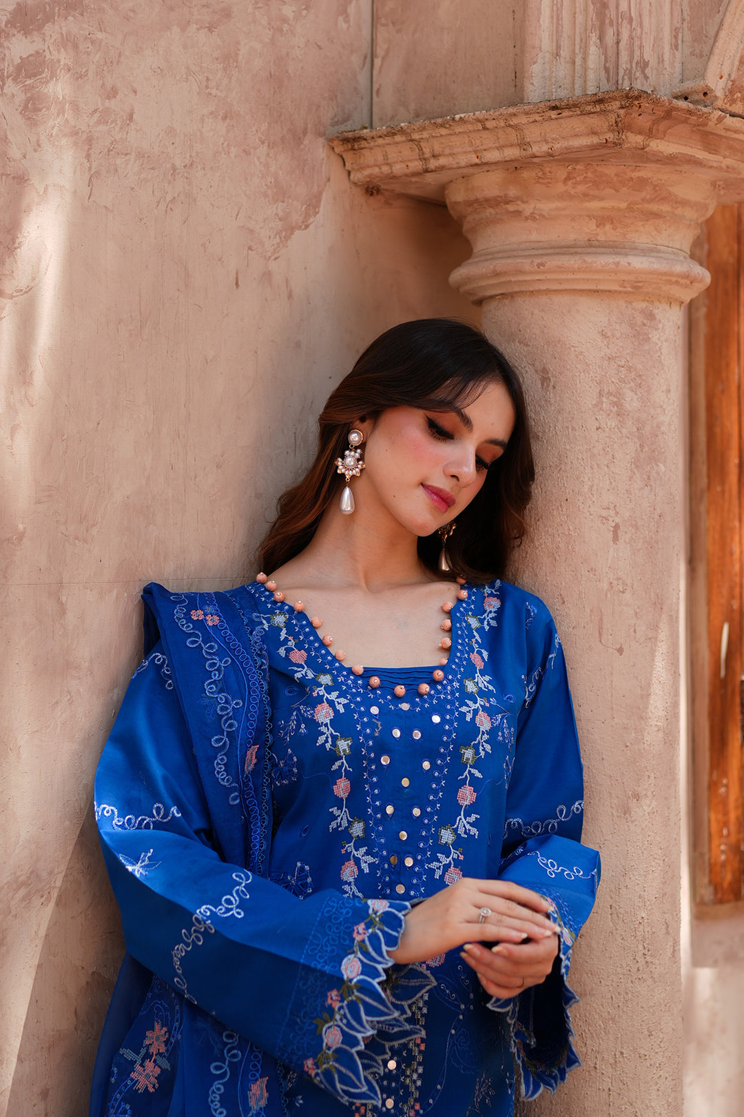Blue Royal Embroidered Lawn Suit For Women