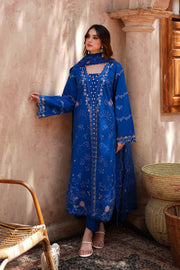 Blue Embroidered Lawn 3 Piece Suit For Women