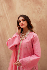 Pink Embroidered Lawn 3 Piece Suit For Women