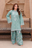 Sea Green Embroidered Lawn Short Shirt with Farshi Shalwar For Women
