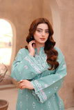 Sea Green Embroidered Lawn Short Shirt with Farshi Shalwar For Women