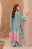 Sea Green Embroidered Lawn Short Shirt with Farshi Shalwar For Women
