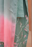 Sea Green Embroidered Lawn Short Shirt with Farshi Shalwar For Women