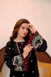 Black Embroidered Lawn 2 Piece Suit For Women
