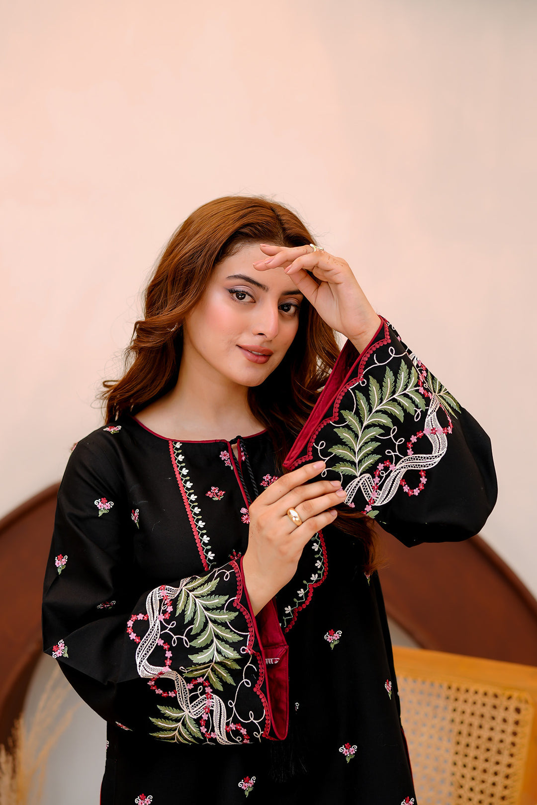 Black Embroidered Lawn 2 Piece Suit For Women