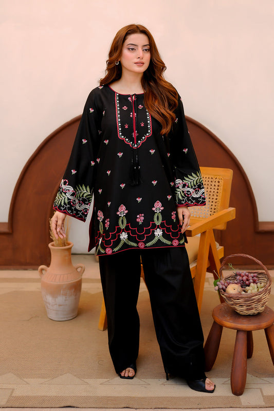 Black Embroidered Lawn 2 Piece Suit For Women