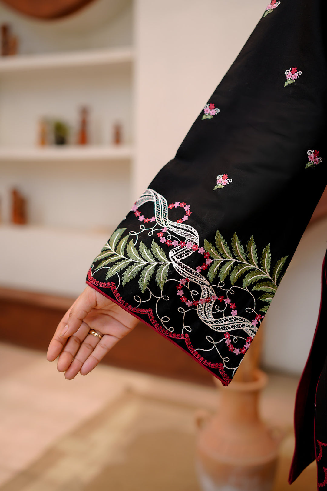 Black Embroidered Lawn 2 Piece Suit For Women