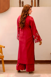 Maroon Embroidered Lawn 2 Piece Suit For Women