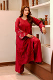 Maroon Embroidered Lawn 2 Piece Suit For Women