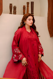 Maroon Embroidered Lawn 2 Piece Suit For Women