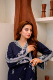 Navy Blue Embroidered Lawn 2 Piece Suit For Women
