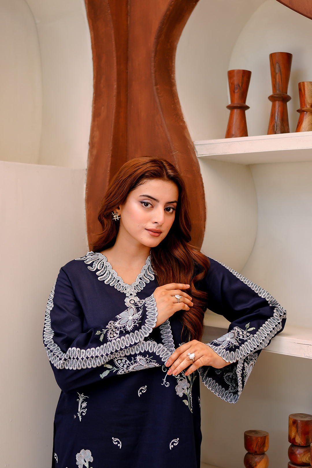 Navy Blue Royal Embroidered Lawn Suit For Women