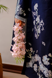 Navy Blue Royal Embroidered Lawn Suit For Women