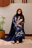 Navy Blue Embroidered Lawn 2 Piece Suit For Women