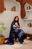 Navy Blue Embroidered Lawn 2 Piece Suit For Women