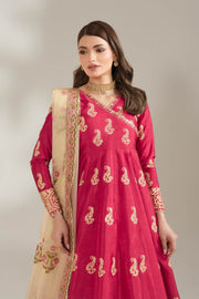 Shocking Pink Royal Block-Printed Maxi For Women