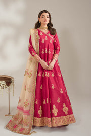 Shocking Pink Royal Block-Printed Maxi For Women