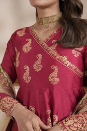 Shocking Pink Royal Block-Printed Maxi For Women