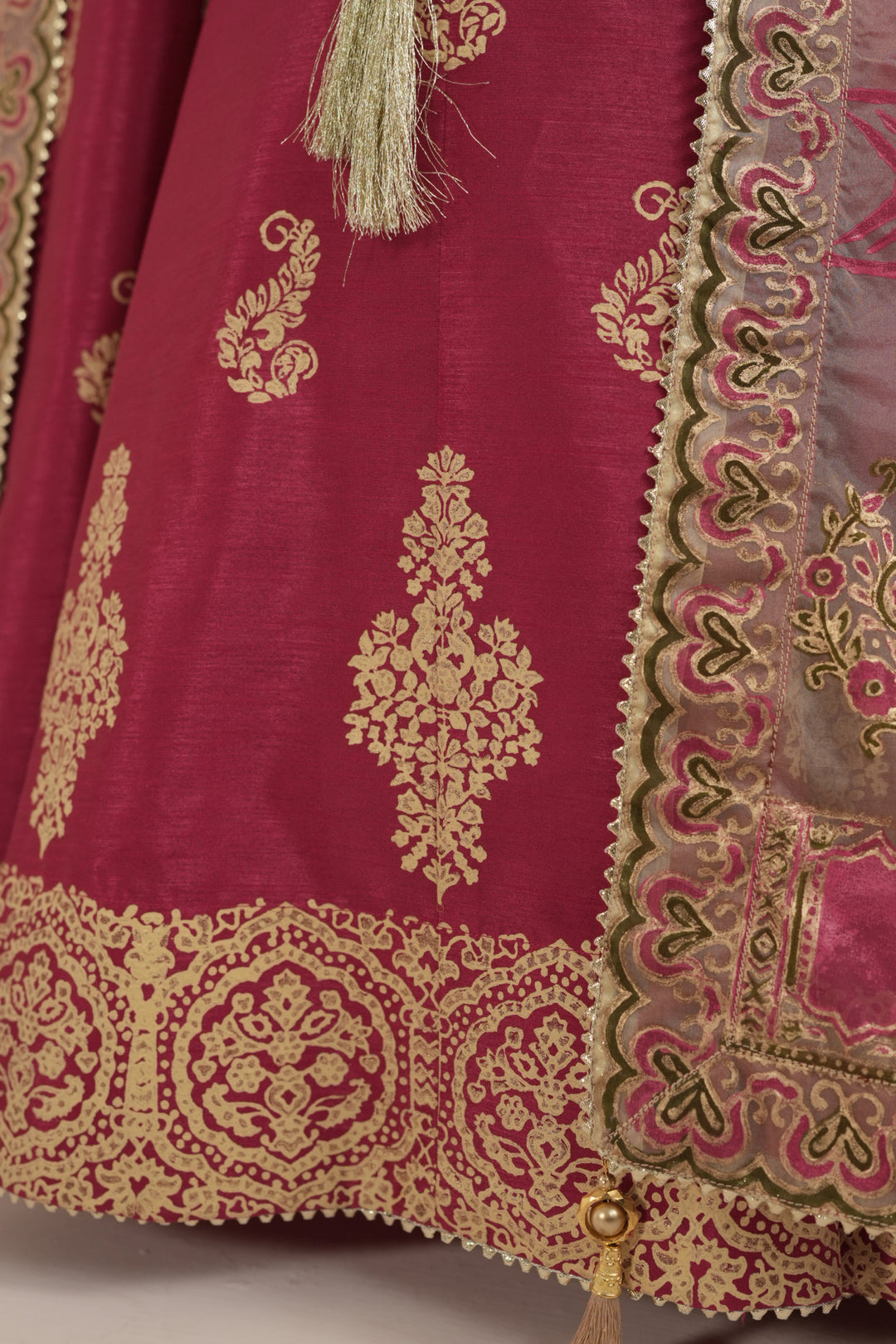 Shocking Pink Royal Block-Printed Maxi For Women