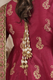 Shocking Pink Royal Block-Printed Maxi For Women