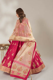 Shocking Pink Royal Block-Printed Maxi For Women