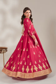 Shocking Pink Royal Block-Printed Maxi For Women