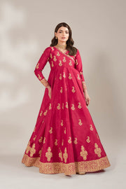 Shocking Pink Royal Block-Printed Maxi For Women