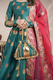 Sea Green Royal Block-Printed Lehnga Choli For Women
