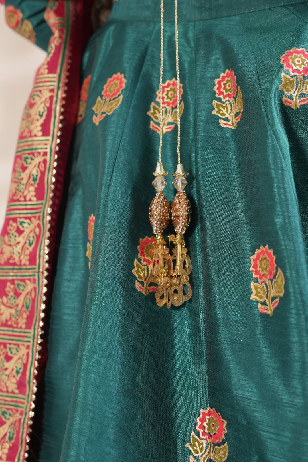 Sea Green Royal Block-Printed Lehnga Choli For Women