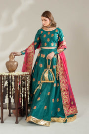 Sea Green Royal Block-Printed Lehnga Choli For Women