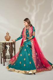 Sea Green Royal Block-Printed Lehnga Choli For Women