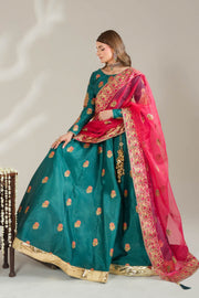 Sea Green Royal Block-Printed Lehnga Choli For Women
