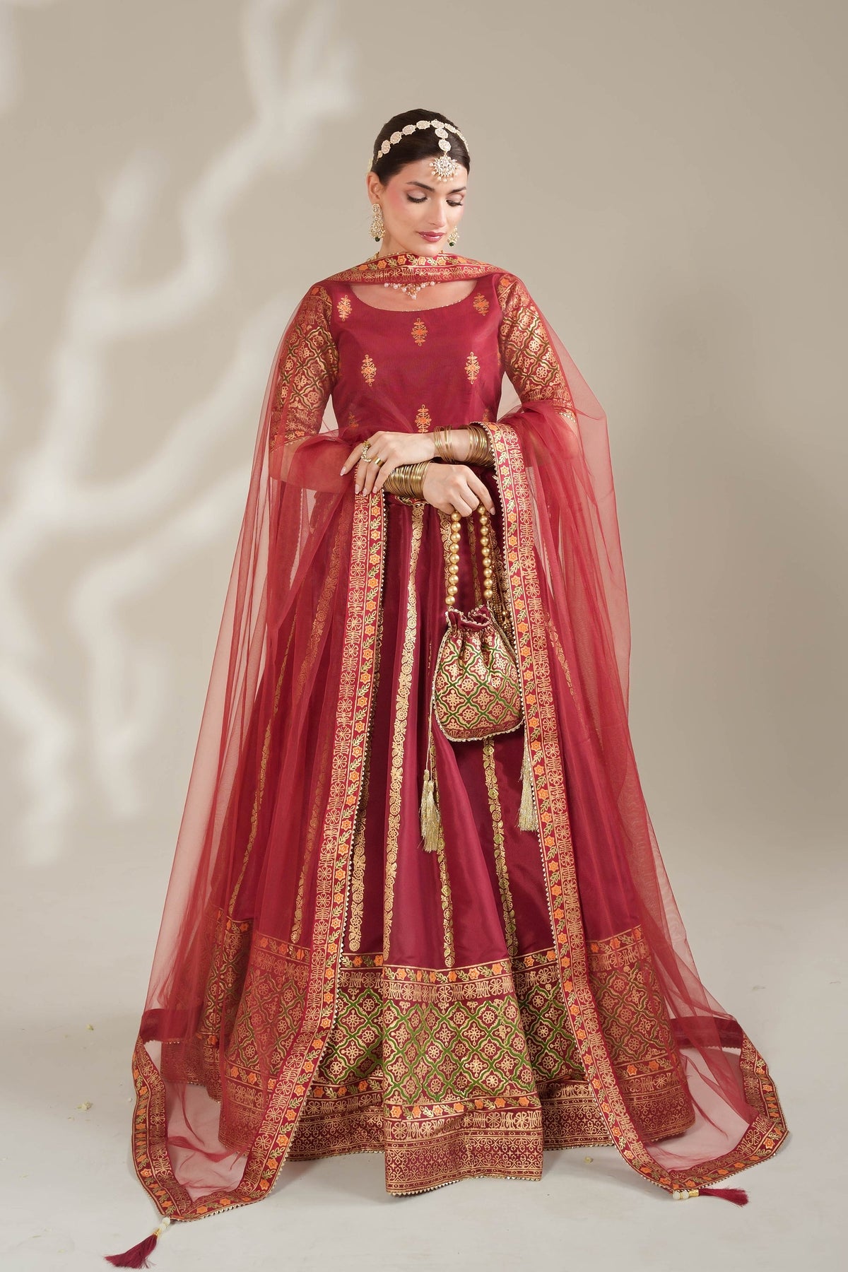 Radish Maroon Royal Block-Printed Lehnga Choli For Women