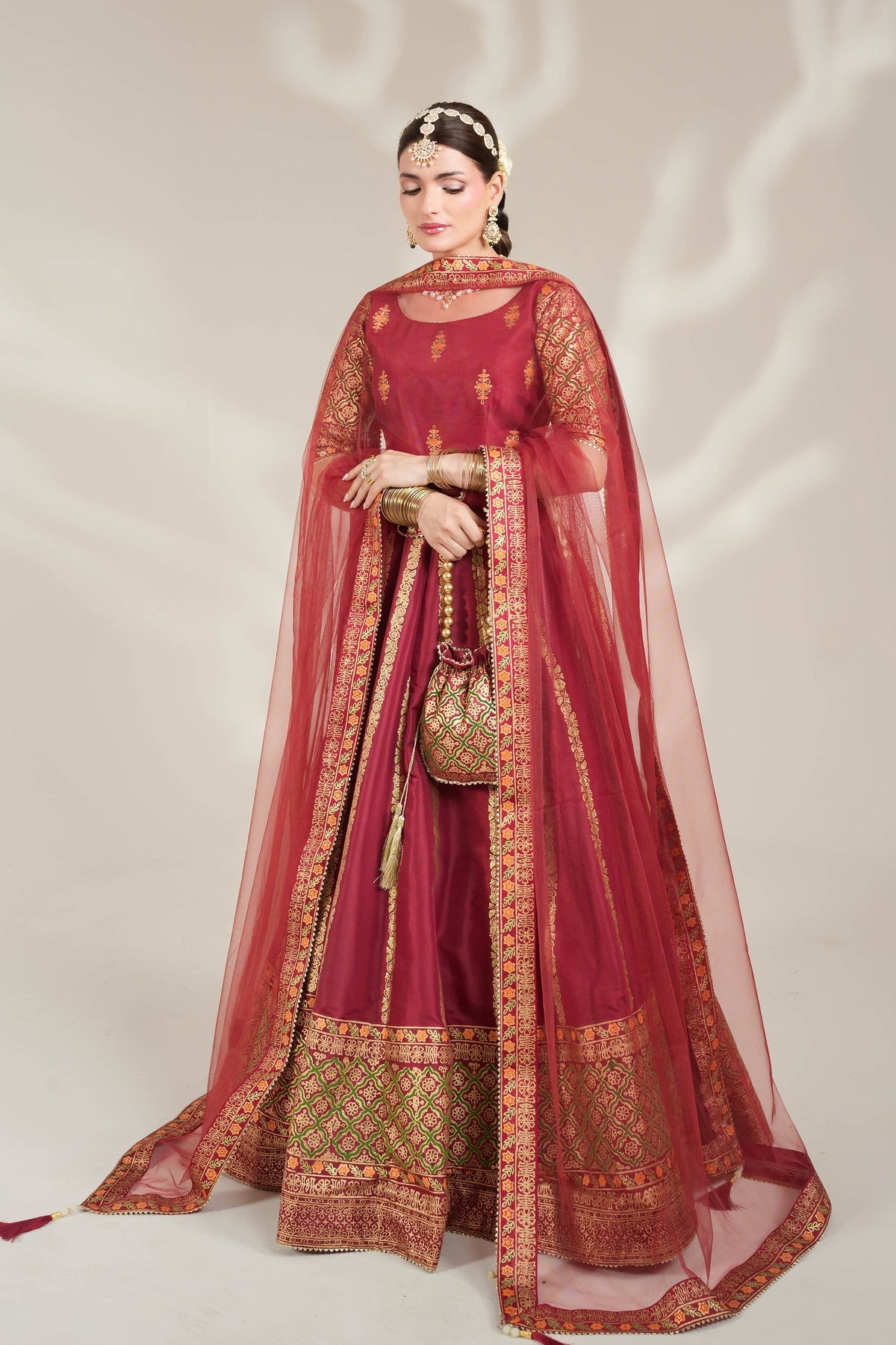 Radish Maroon Royal Block-Printed Lehnga Choli For Women