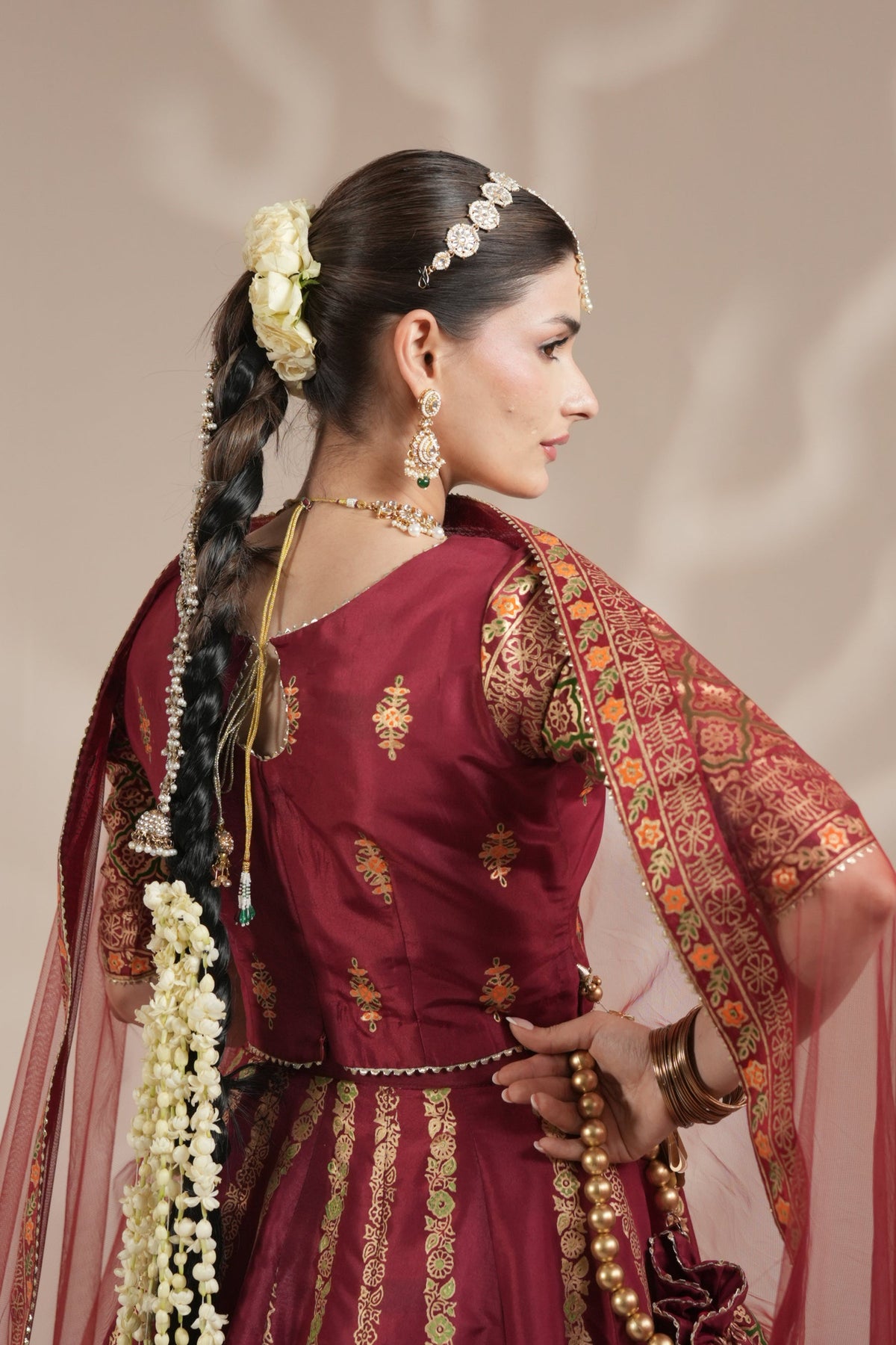 Radish Maroon Royal Block-Printed Lehnga Choli For Women