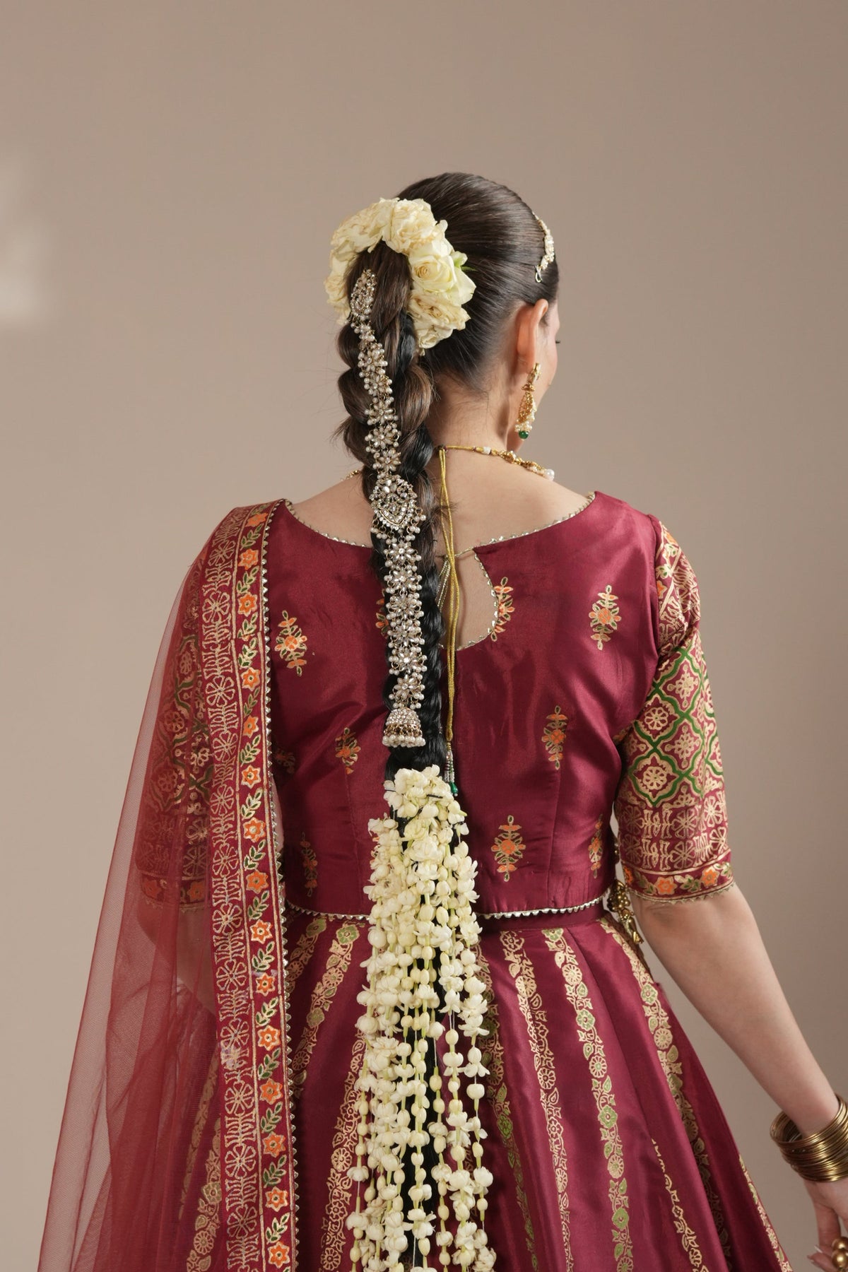 Radish Maroon Royal Block-Printed Lehnga Choli For Women