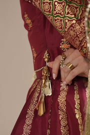 Radish Maroon Royal Block-Printed Lehnga Choli For Women