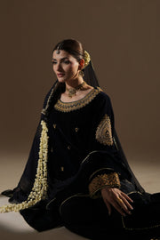 Navy Blue Velvet Royal Sharara Suit For Women