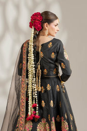 Midnight Black Royal Block-Printed Lehnga Choli For Women