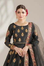 Midnight Black Royal Block-Printed Lehnga Choli For Women