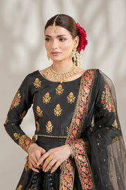 Midnight Black Royal Block-Printed Lehnga Choli For Women