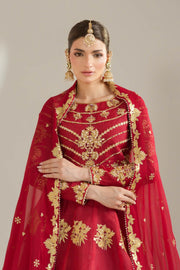 Deep Red Royal Embroidered Organza Lehnga Choli For Women