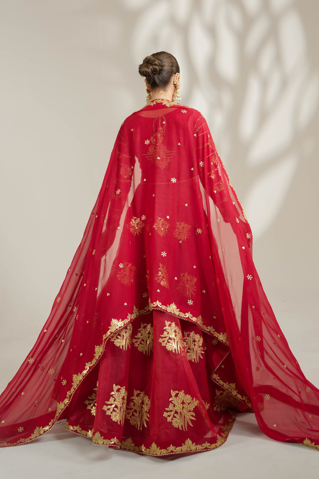 Deep Red Royal Embroidered Organza Lehnga Choli For Women